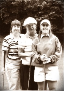 My Aunt, Shirley (center), and myself during a round of golf.